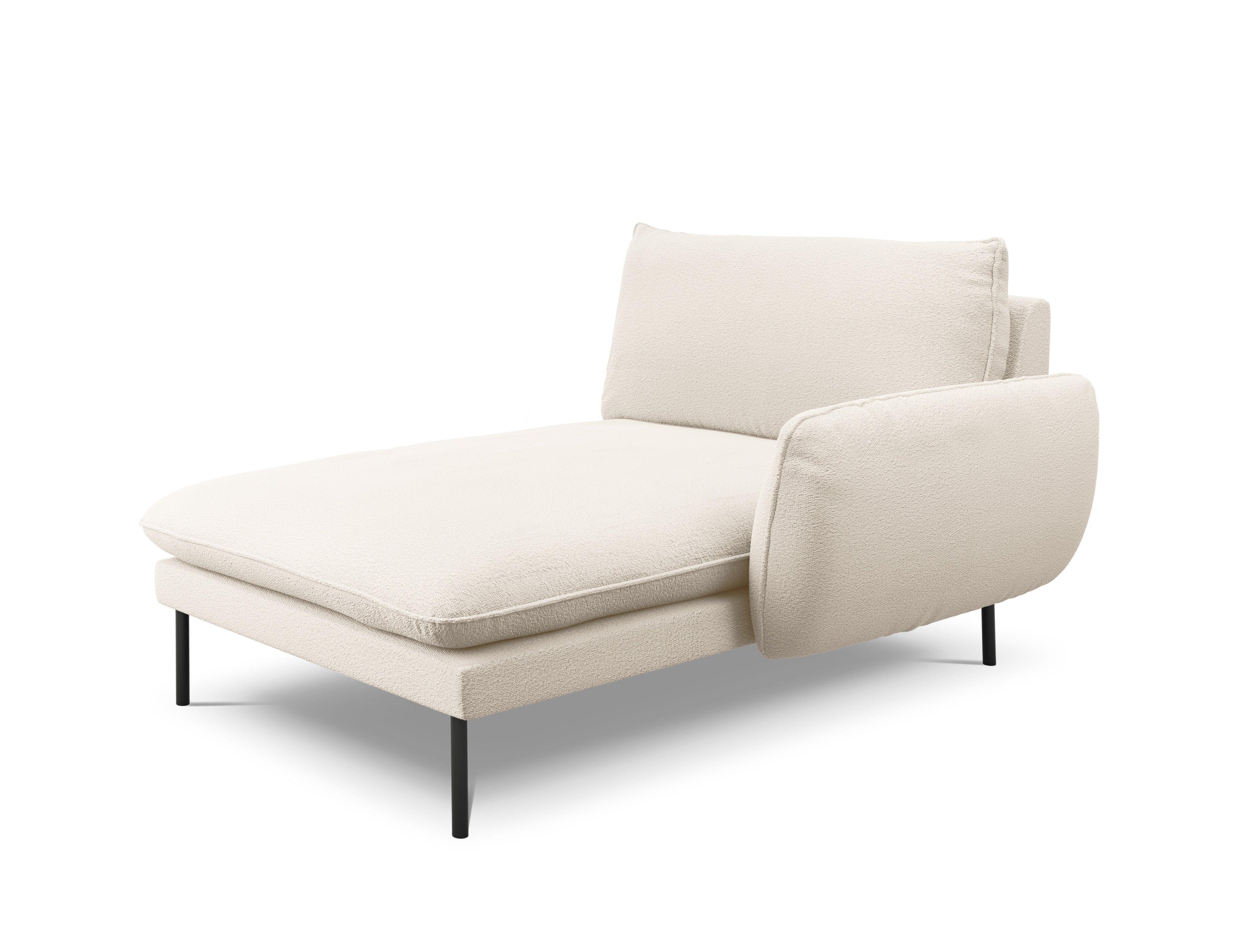Szezlong w tkaninie boucle prawostronny VIENNA beżowy z czarną podstawą Cosmopolitan Design Eye on Design