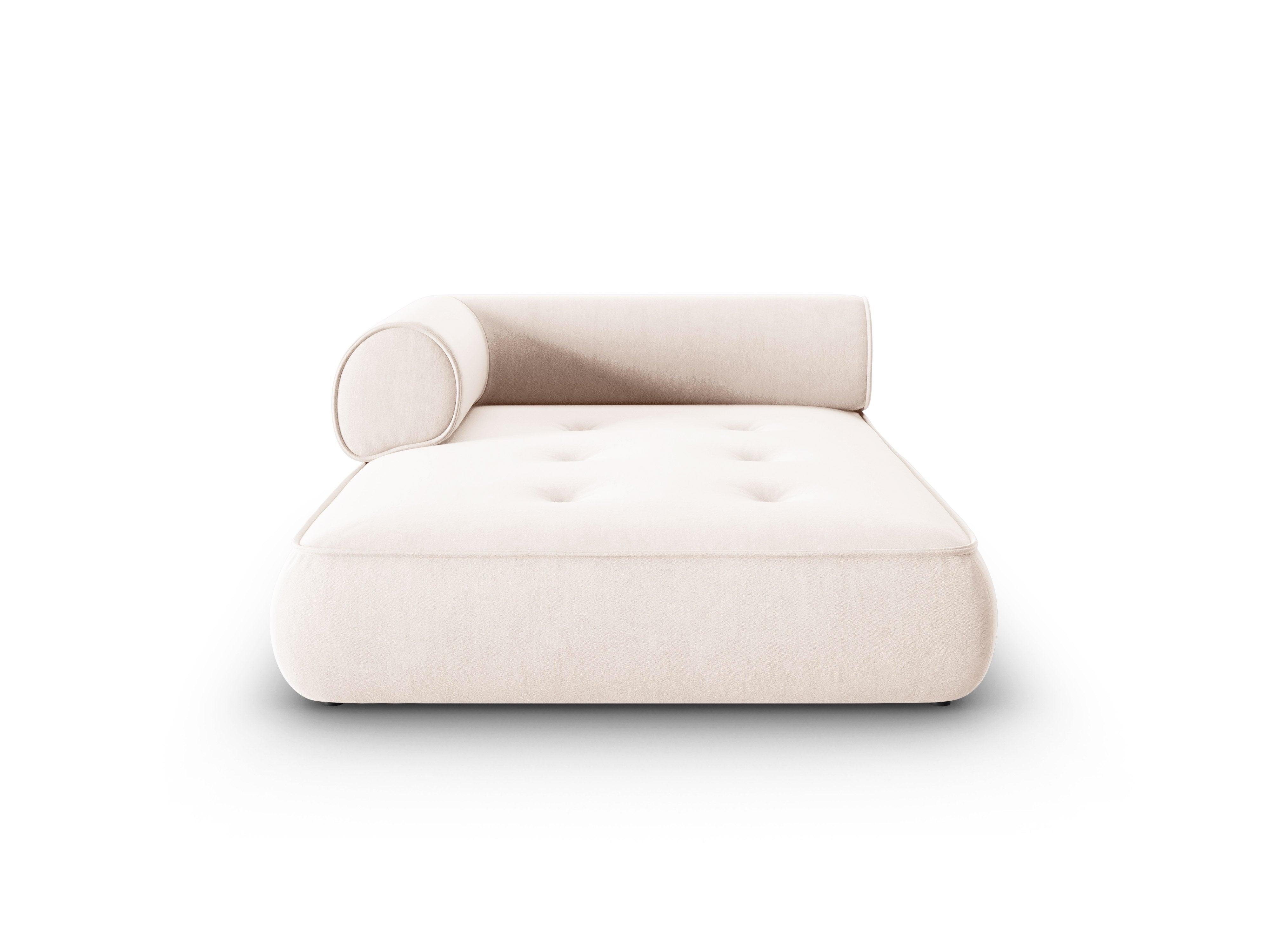 Szezlong w tkaninie szenilowej lewostronny LILY jasnobeżowy Maison Heritage Eye on Design