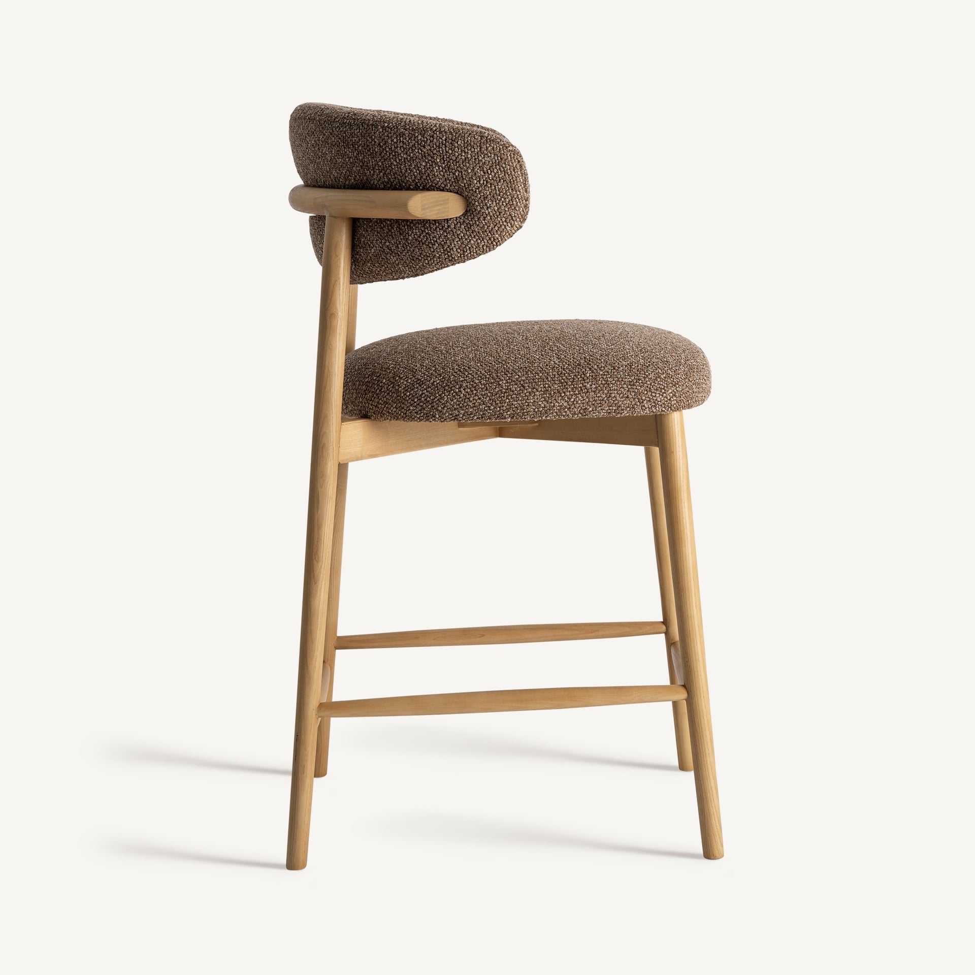 ERLEC Bar Stool in Brown with Ash Base