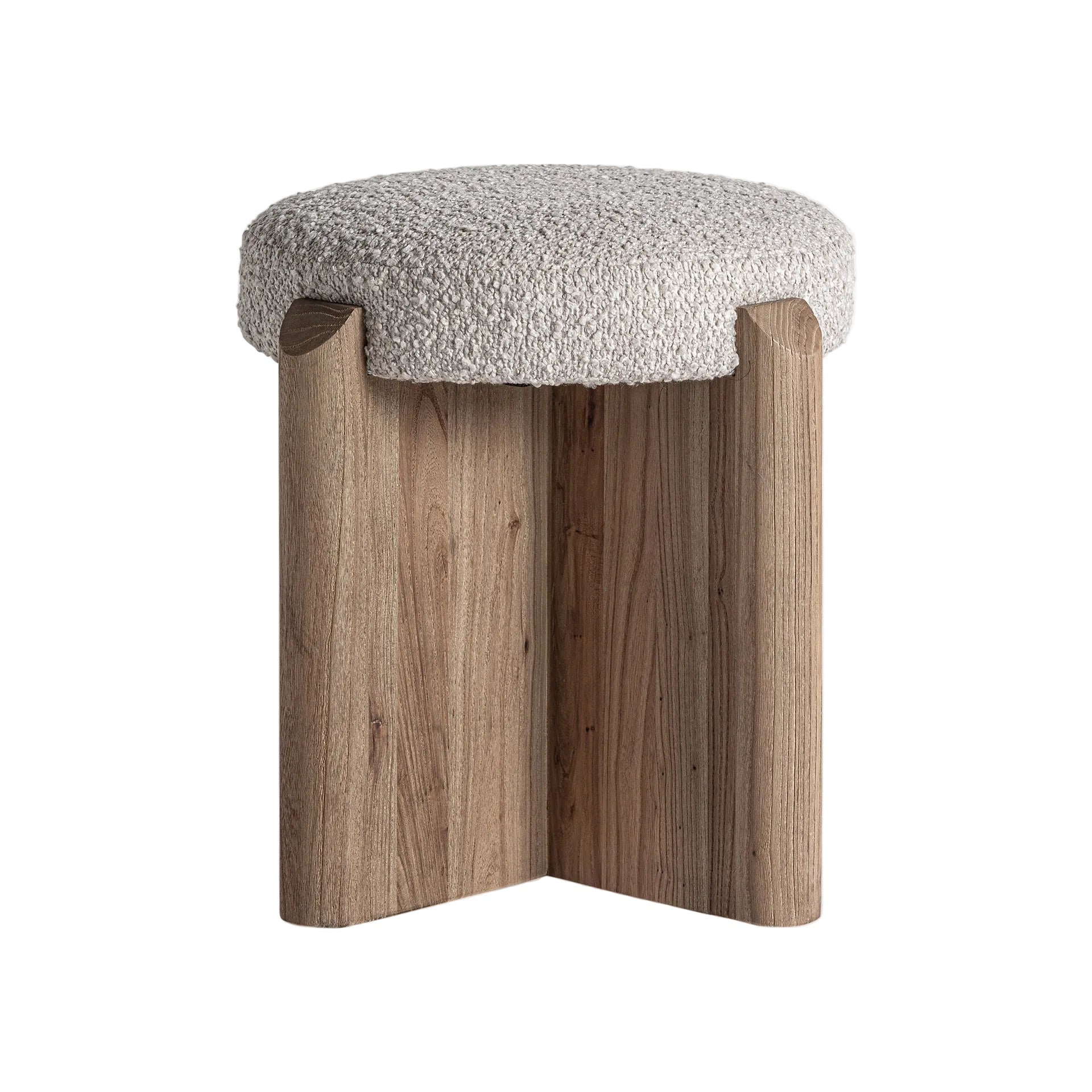 JACQUARD Stool in Elm Wood with Beige Seat