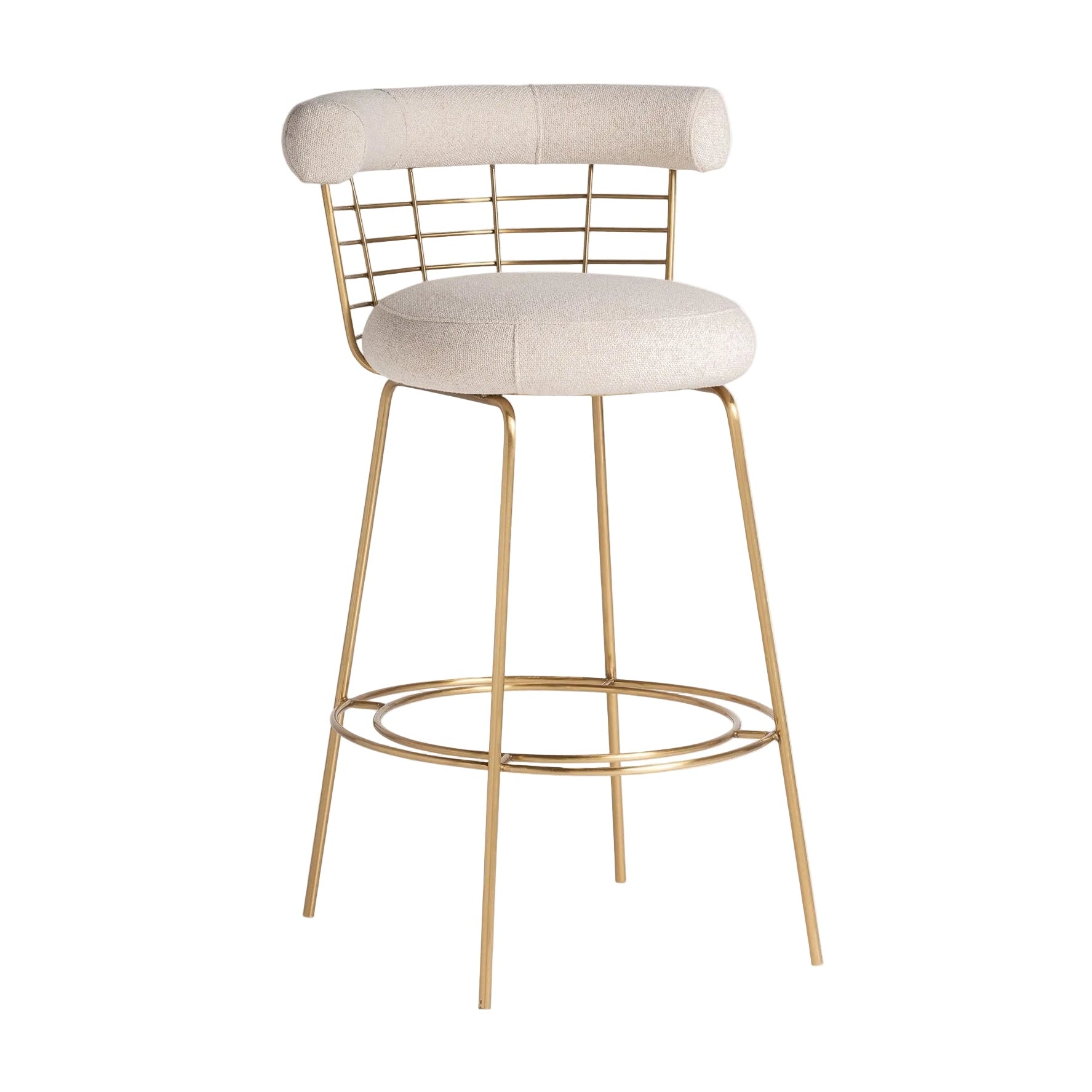 TRESIVIO Cream Bar Stool with Gold Base