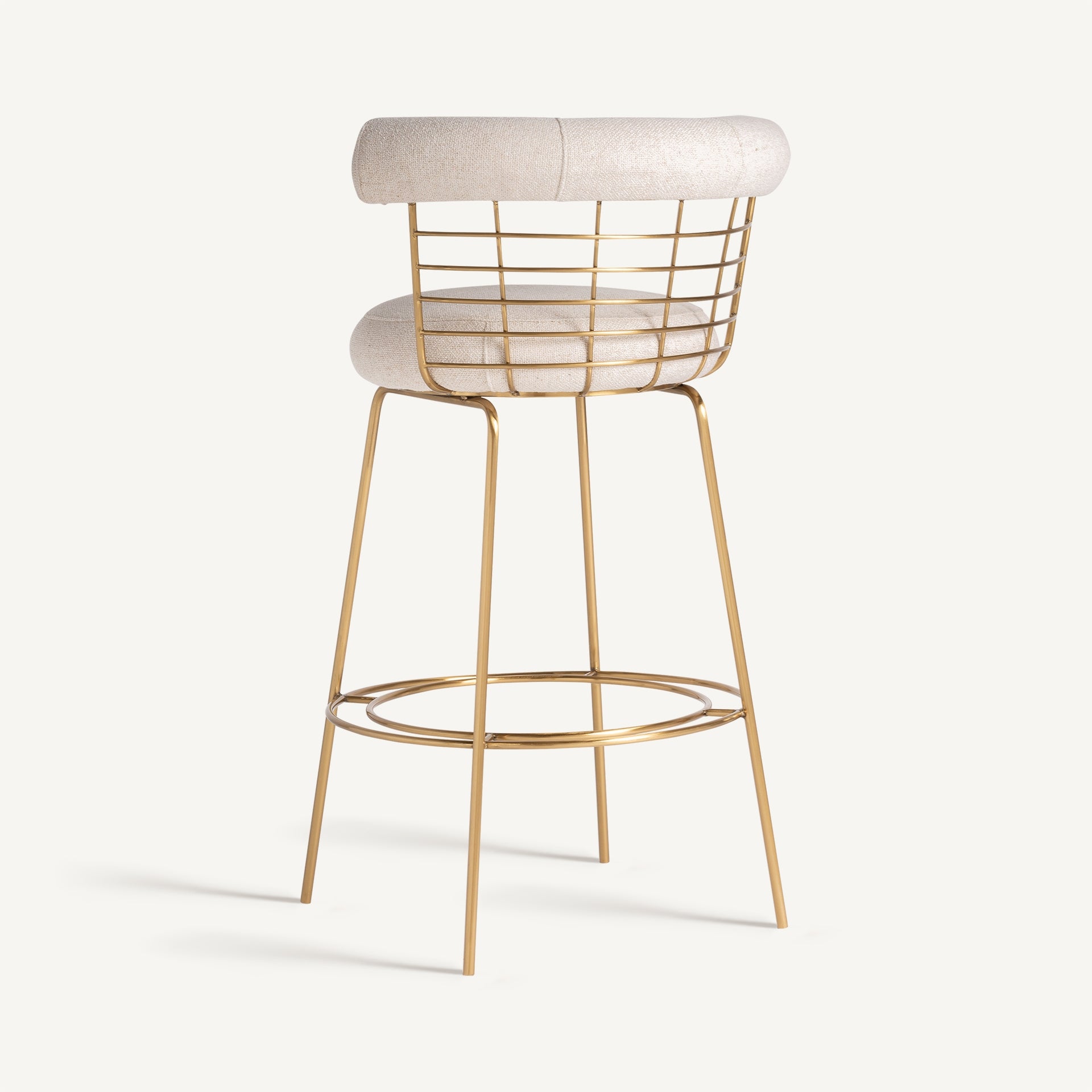 TRESIVIO Cream Bar Stool with Gold Base