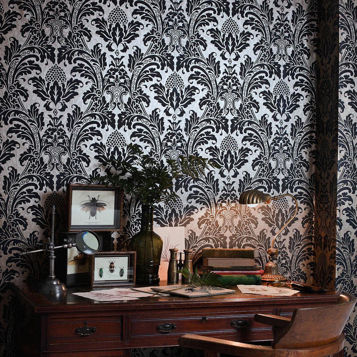 Tapeta ALBEMARLE - Blake metaliczna cyna na brązie Cole & Son Eye on Design
