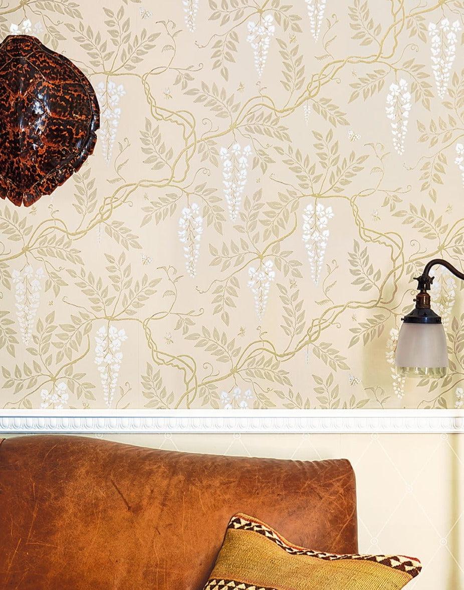 Wisteria Tree Plant Motif Wallpaper ARCHIVE ANTHOLOGY - Dark Hyacinth Egerton