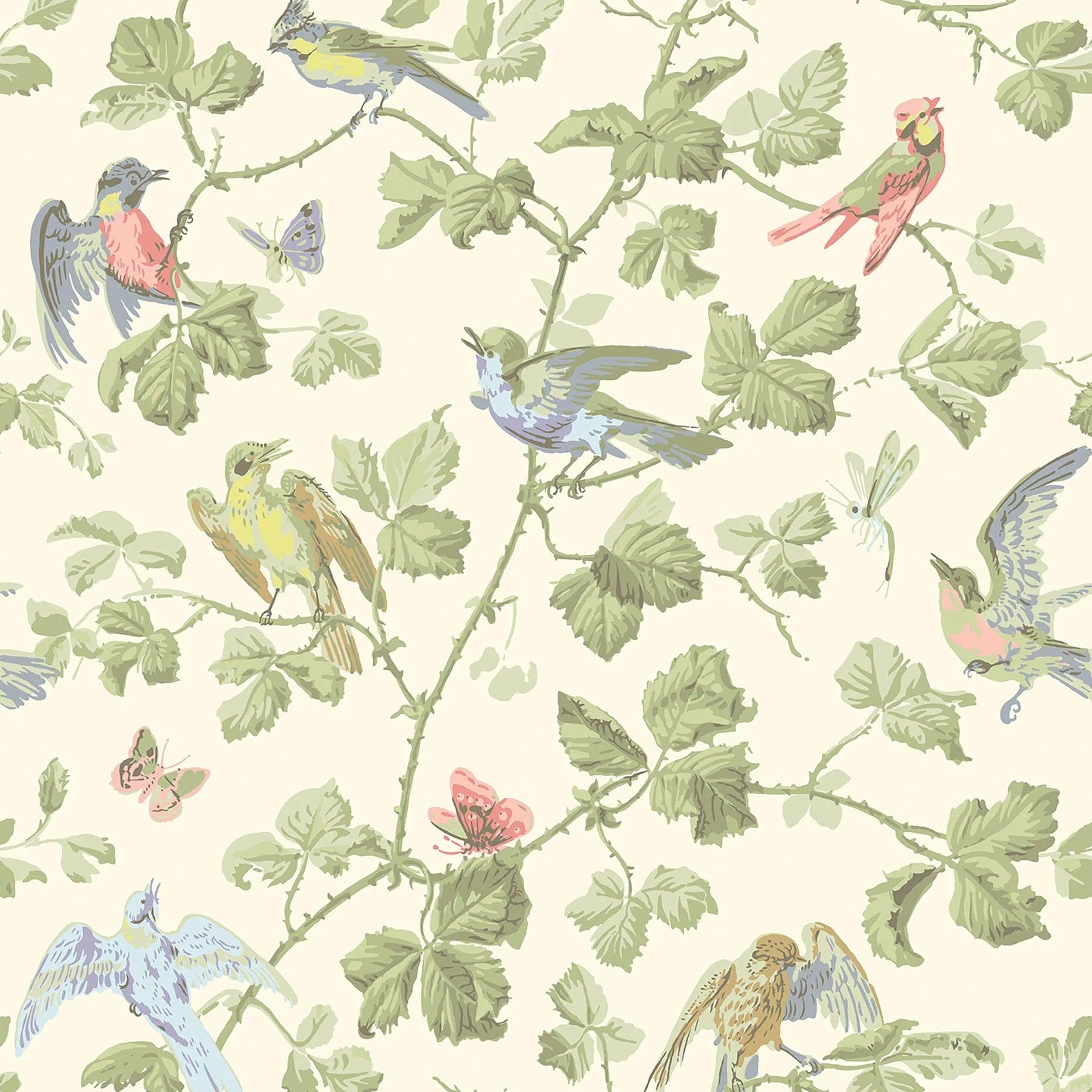 Tapeta ARCHIVE ANTHOLOGY - Winter Birds oliwkowy na bieli Cole & Son Default Title Eye on Design