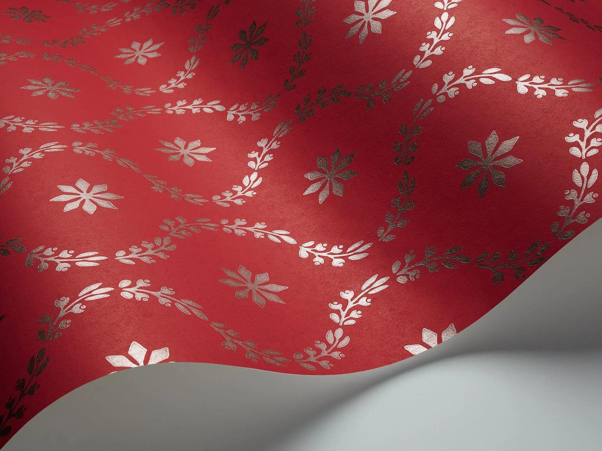 Tapeta ARCHIVE TRADITIONAL - Clandon metaliczna cyna na czerwieni Cole & Son Eye on Design