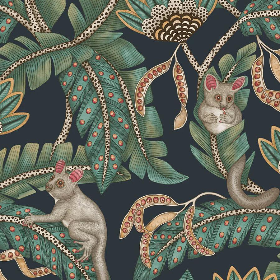Tapeta ARDMORE JABULA - Bush Baby turkus na granacie Cole & Son Eye on Design
