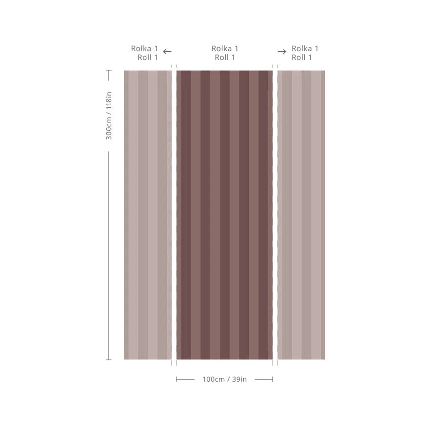 Bold Stripe Cocoa Non-Woven Wallpaper in Pink
