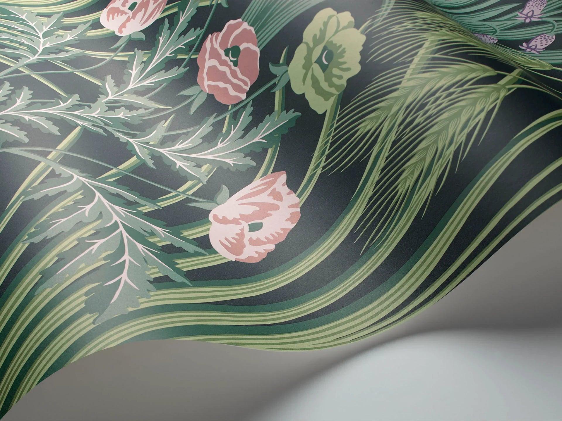 Tapeta BOTANICAL BOTANICA - Bluebell liliowy na ciemnej zieleni Cole & Son Eye on Design