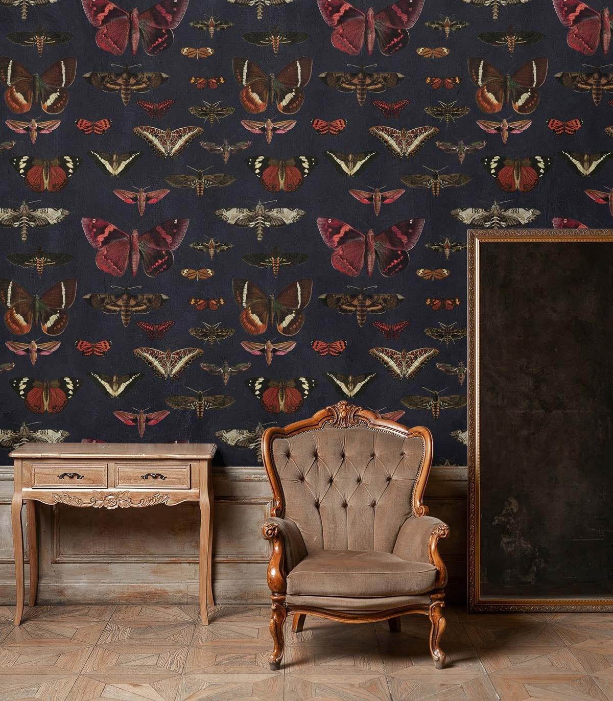 Tapeta BUTTERFLIES granatowy Wallcolors Eye on Design