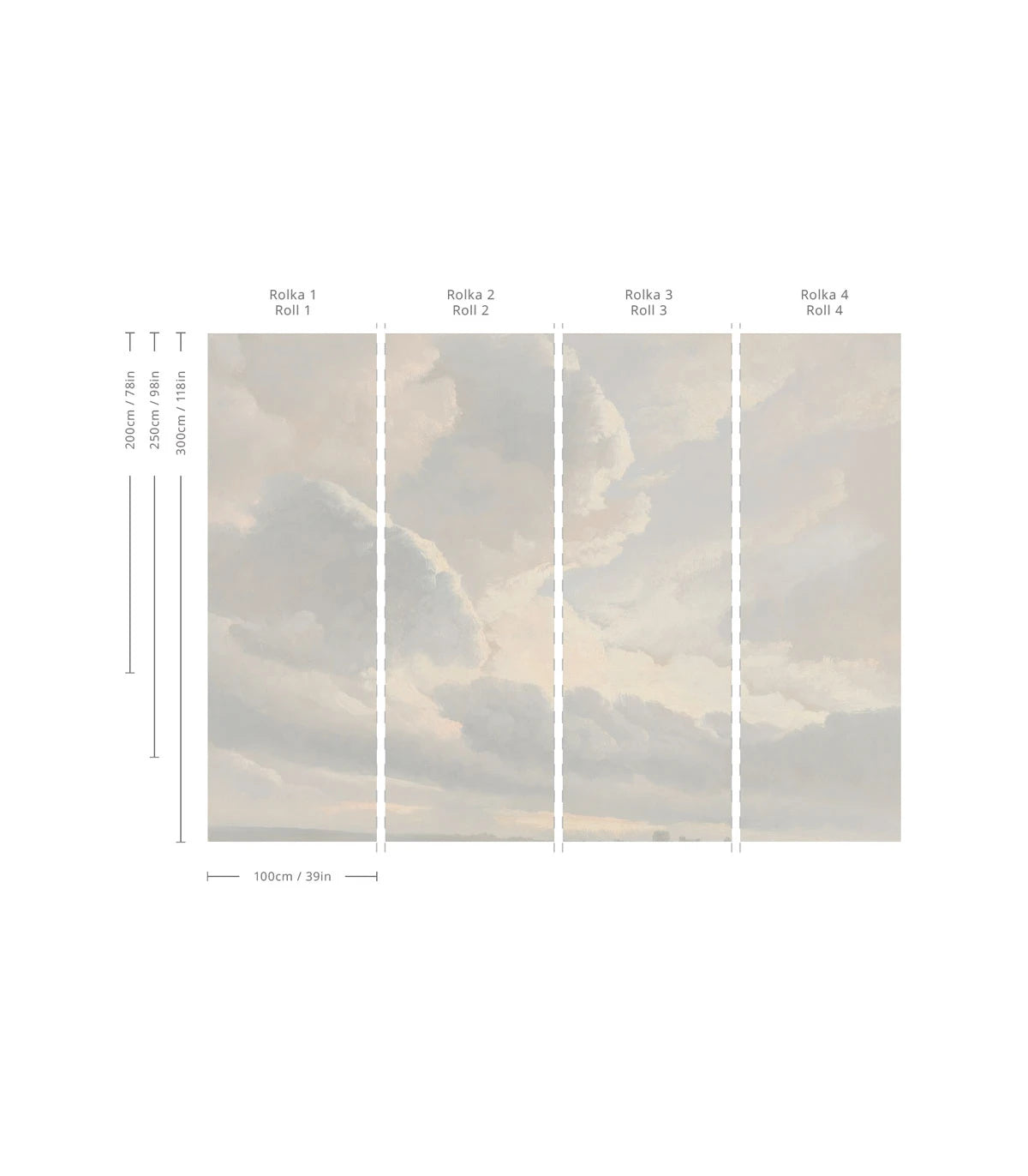 Tapeta s krajinou oblakov CLOUDY SKY teplá šedá