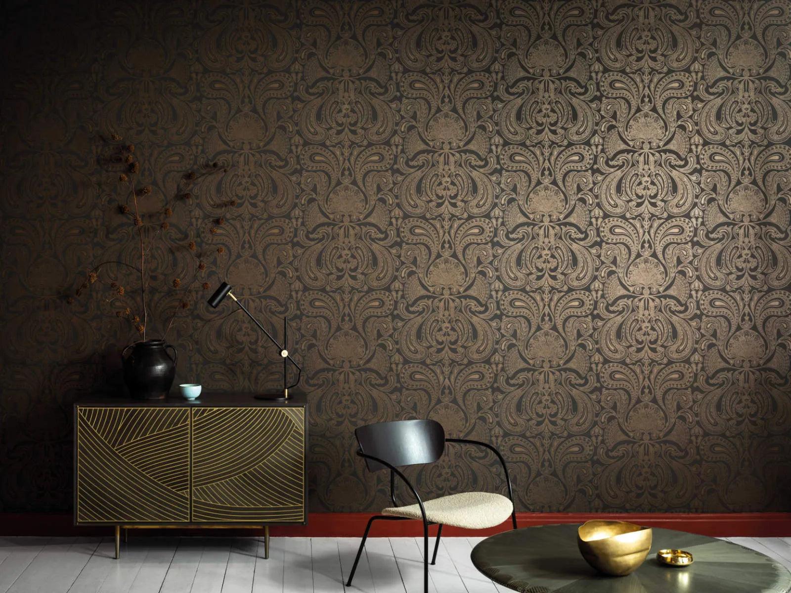 Contemporary Restyled Wallpaper - Red Malabar