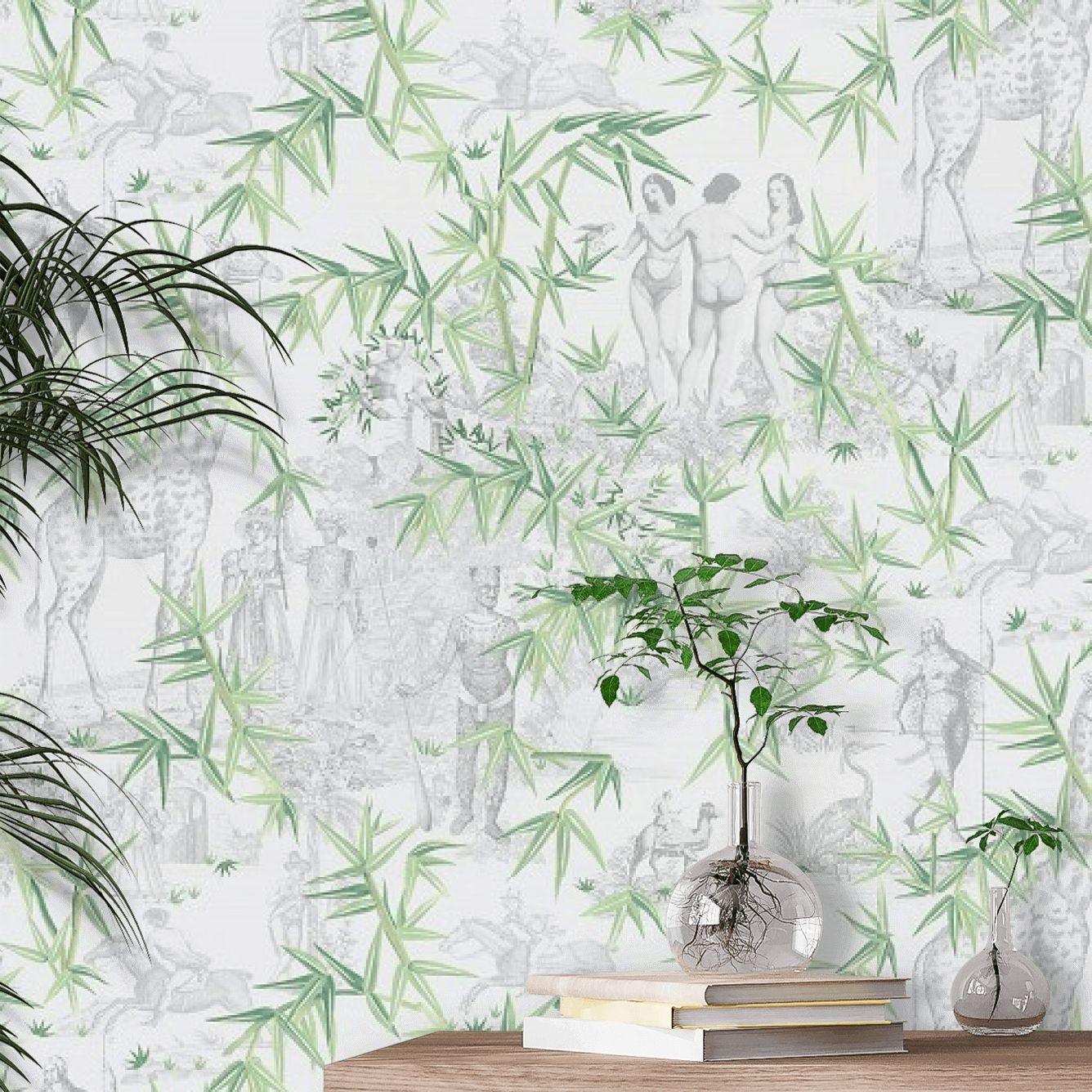 Tapeta EXOTISME VERT BUIS szary z zielonym Christian Lacroix Eye on Design