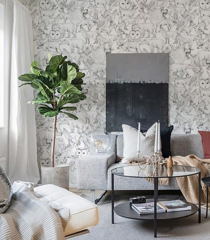 Tapeta FOREST FRIENDS GREY Wallcolors Eye on Design