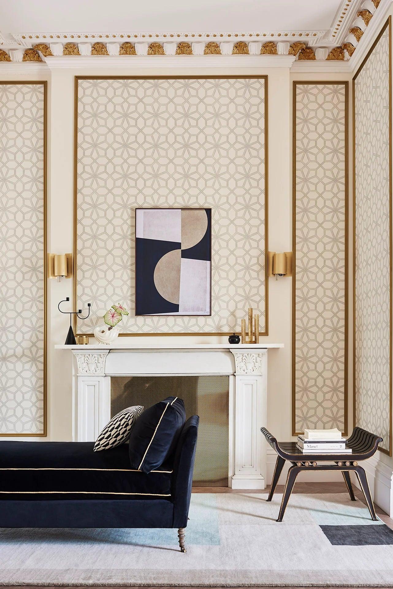 Tapeta s geometrickým vzorom HRP GREAT MASTERS - Wolsey Stars čierna