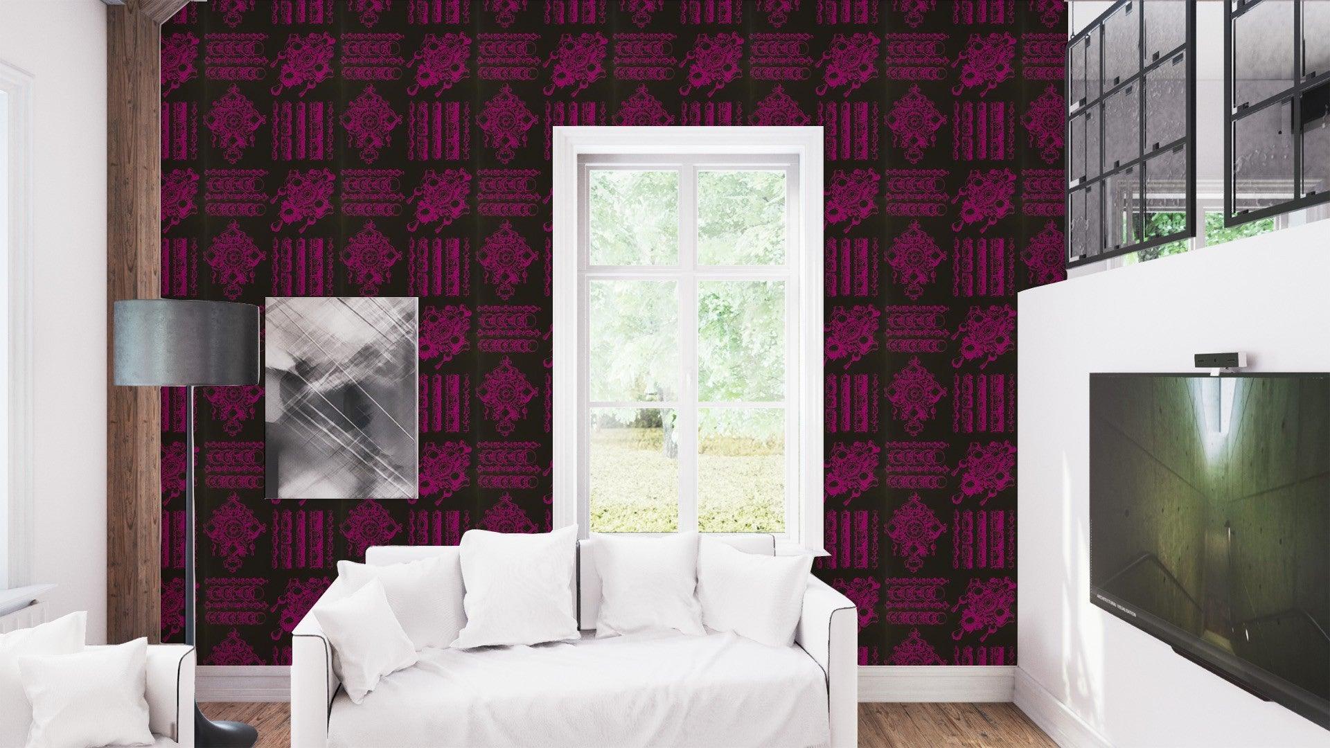 Tapeta LA MAIN AU COLLET - LIPSTICK czarny z różowym Christian Lacroix Eye on Design