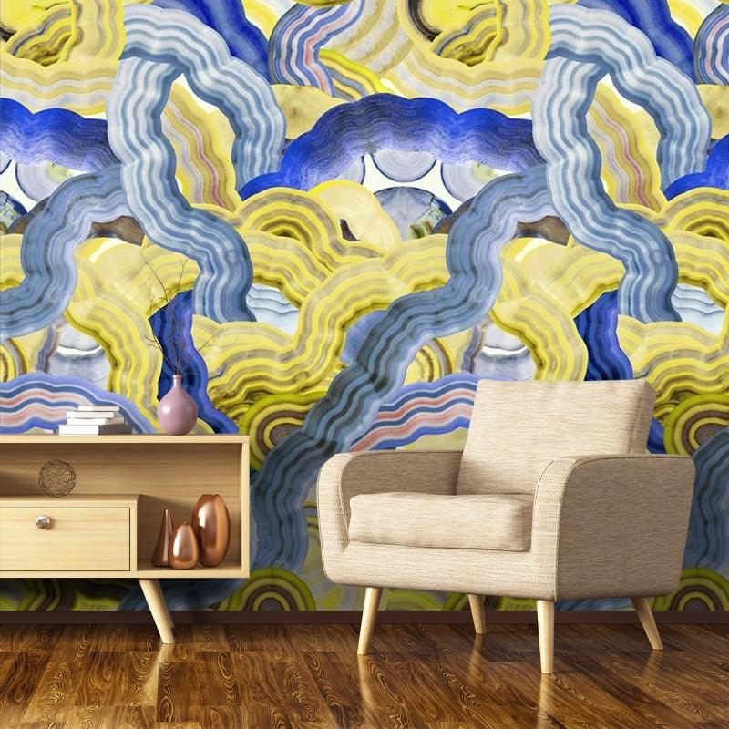 Tapeta MINERAL CREEK IRIS żółty z niebieskim Christian Lacroix Eye on Design