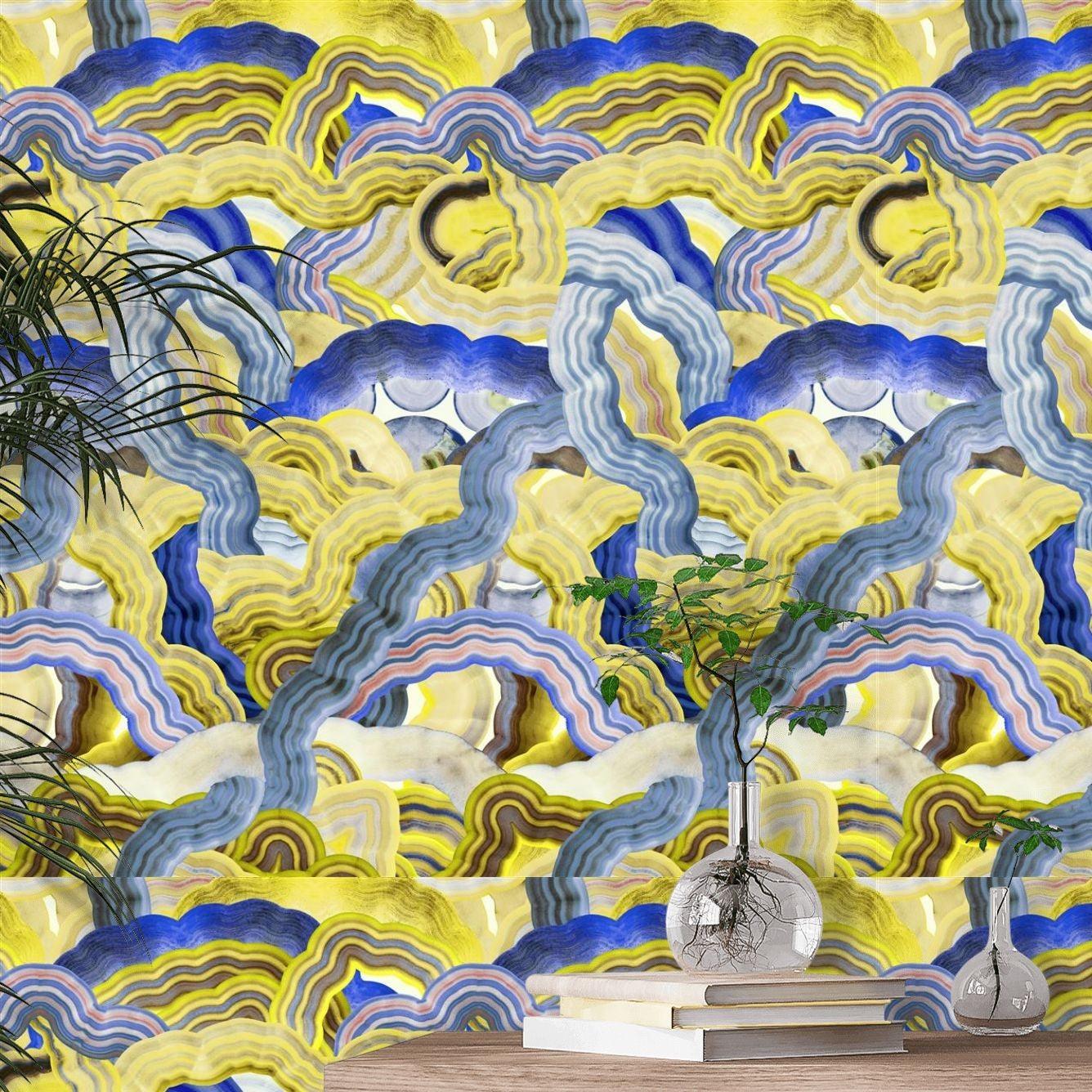 Tapeta MINERAL CREEK IRIS żółty z niebieskim Christian Lacroix Eye on Design