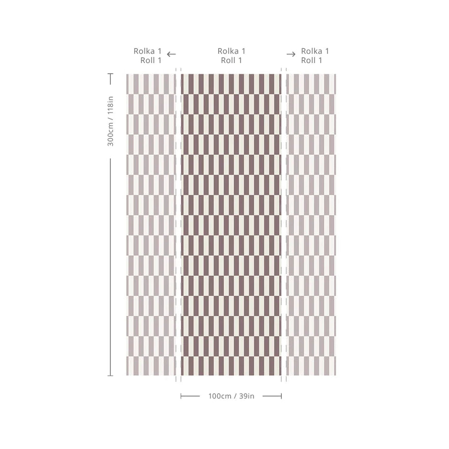 Flizelínová tapeta s geometrickým vzorom TETRIS STRIPE burgundová