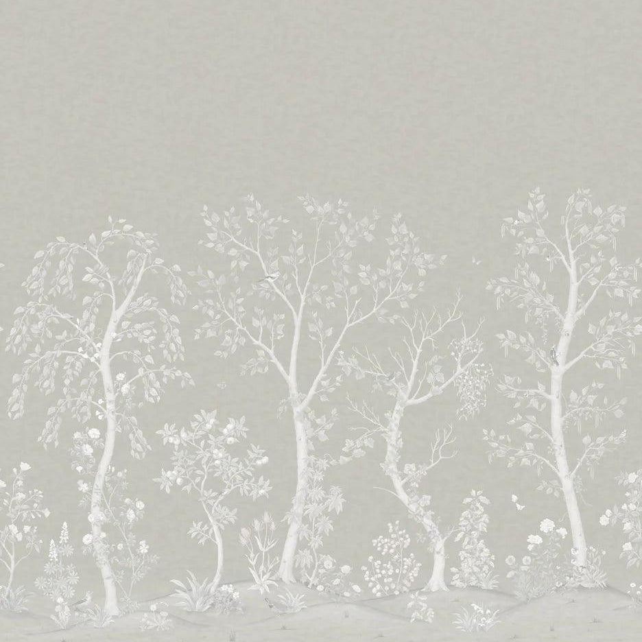 Tapeta THE GARDENS - Seasonal Woods wykończenie perłowe szare Cole & Son Eye on Design
