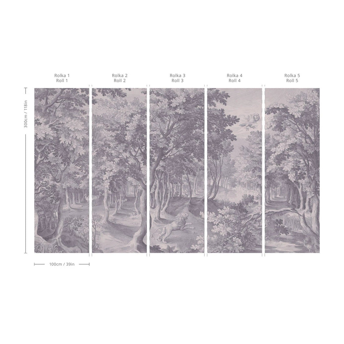 Tapeta z flizelínu s krajinou ČASOVO NEZÁVISLÉ STROMY tlmená modrá