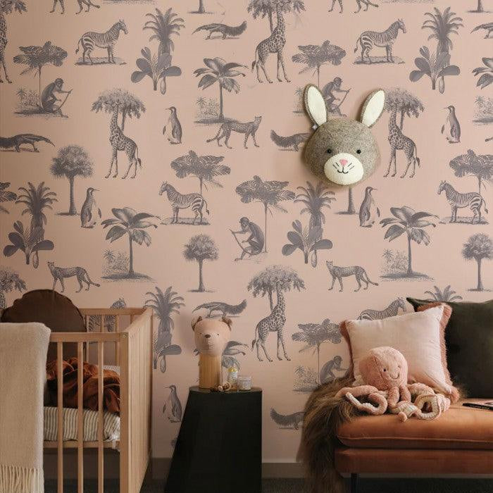 Tapeta VINTAGE ANIMALS różowy Wallcolors Eye on Design