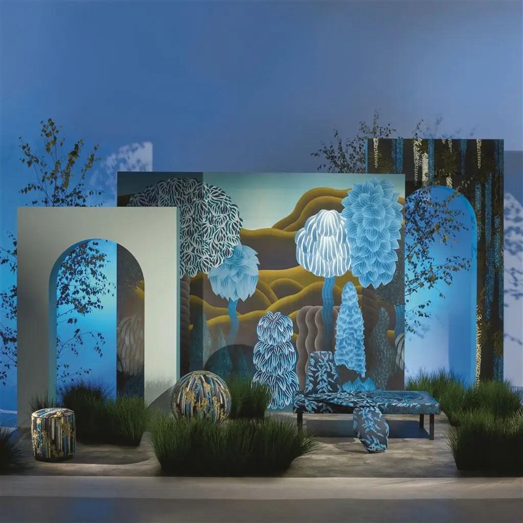 Tapeta WISTERIA ALBA RUISSEAU czarny z niebieskim Christian Lacroix Eye on Design