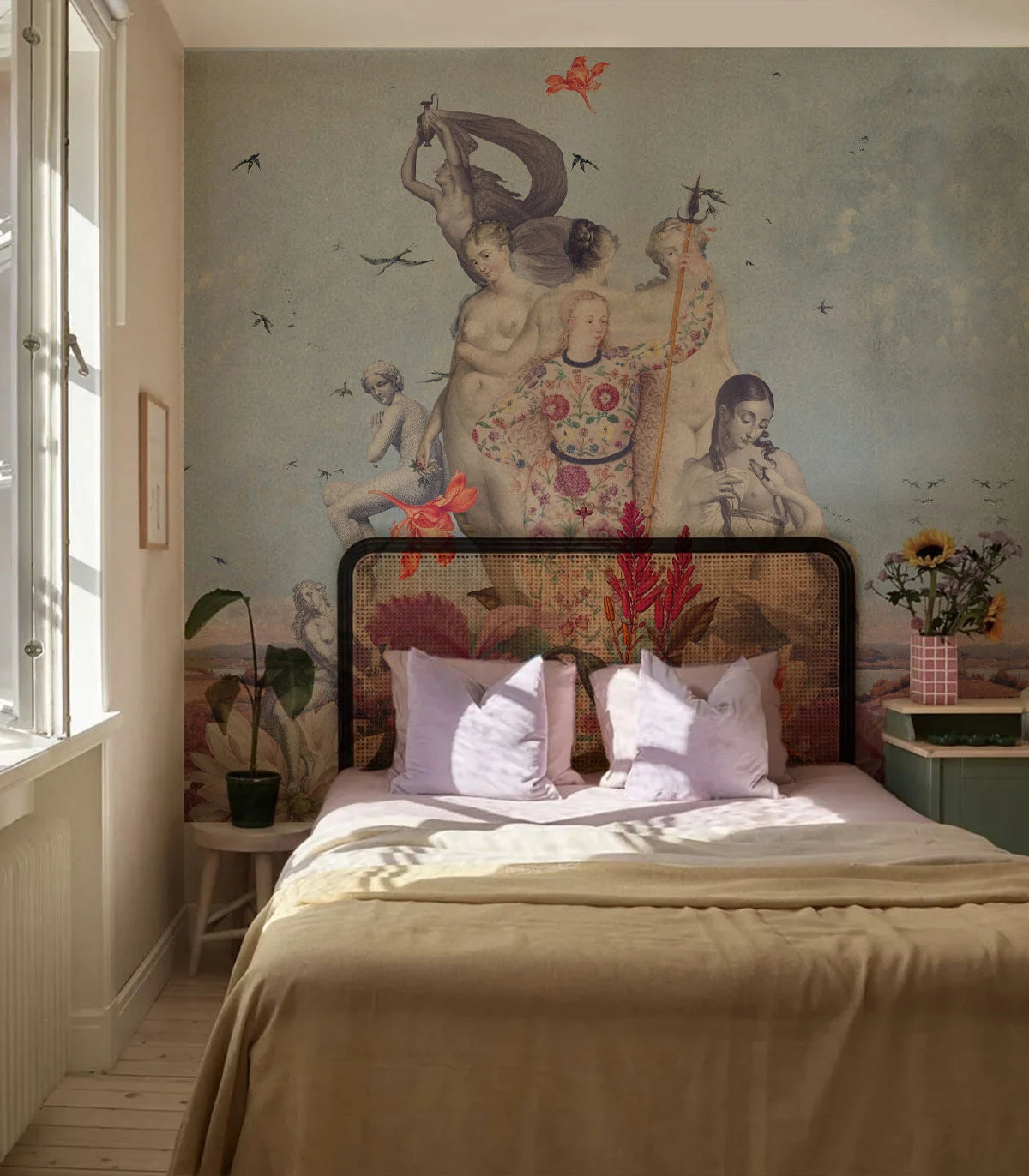 Wallpaper with Artistic Landscape WOMENS DAY Blue