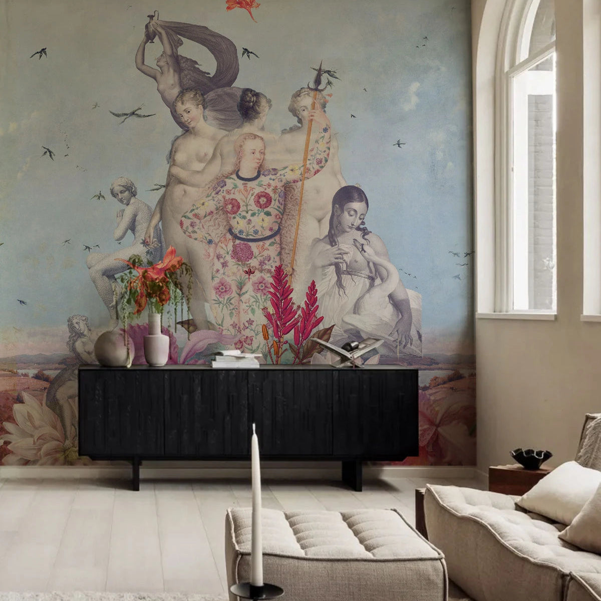 Wallpaper with Artistic Landscape WOMENS DAY Blue