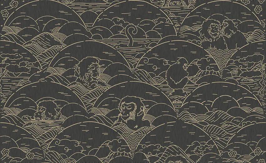 Tapeta z dżinsu INDIGO MACAQUE - IVORY Arte Eye on Design