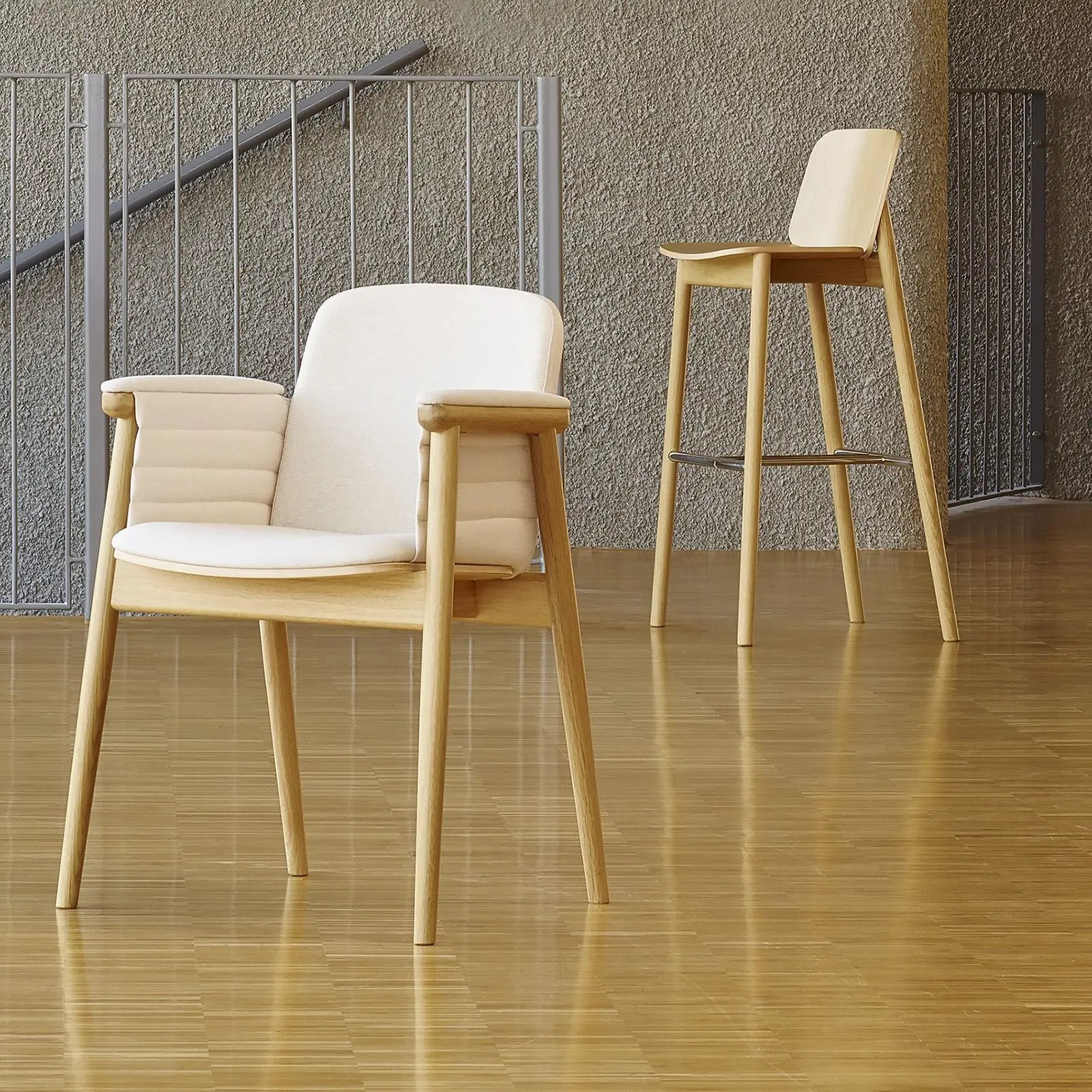 Chair with plugins prop B-4398 upholstered