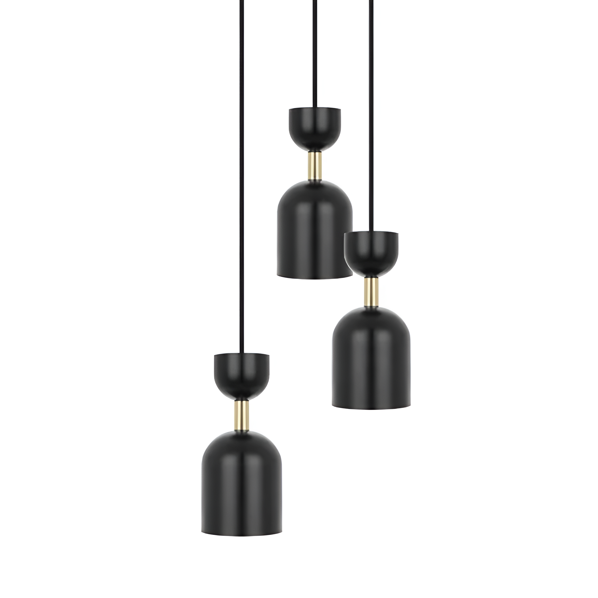 Závesná lampa SUPURU 3P čierna s mosadzným detailom