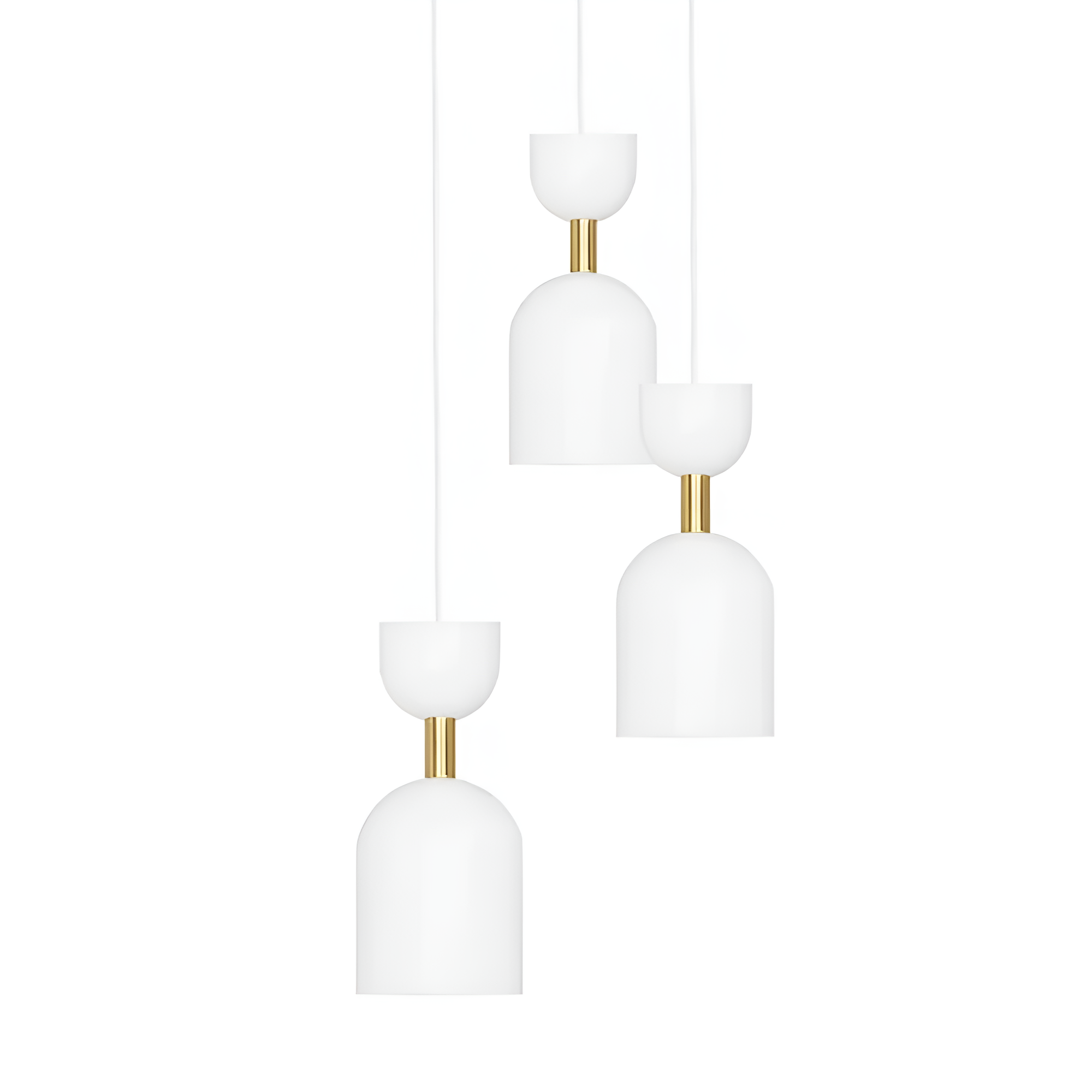 Závesná lampa SUPURU 3P biela s mosadzným detailom