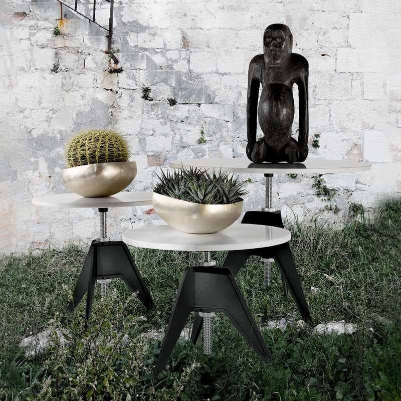 Bočný stolík SCREW biely mramor