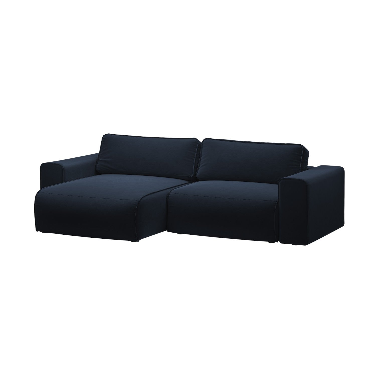 Left-facing velvet corner sofa for 3 people with sleeping function VICTOR navy blue
