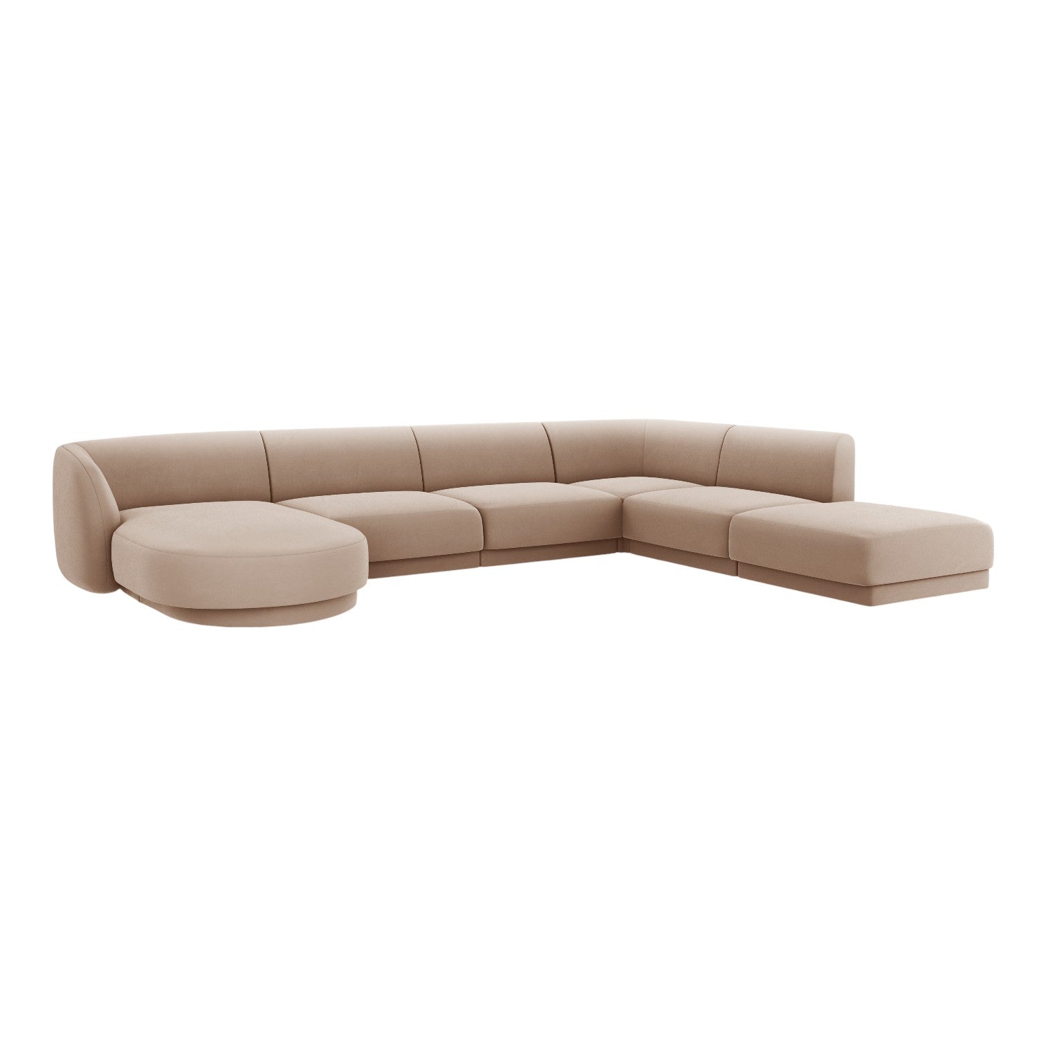 Velvet corner sofa for 6 people in right-facing U shape MILEY cappuccino