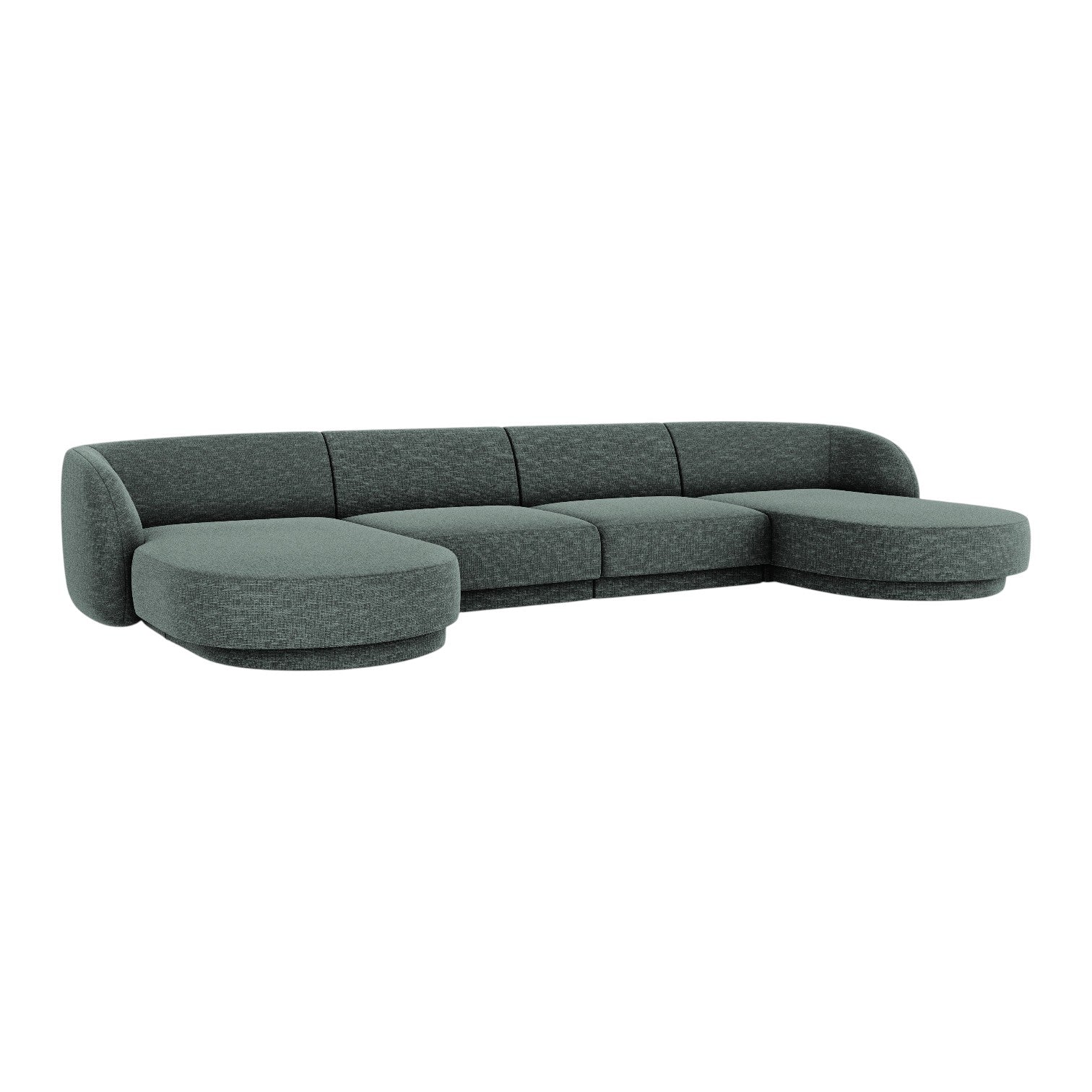 5-seater panoramic corner sofa MILEY petrol silky chenille
