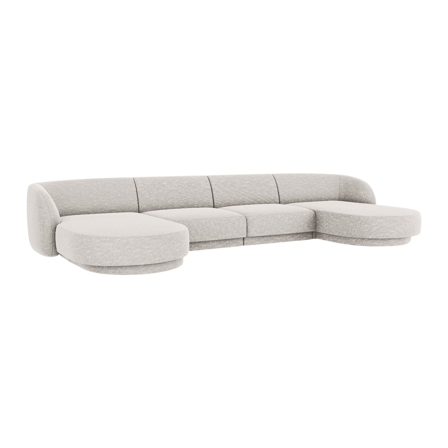Panoramic Corner Sofa for 5 People MILEY Light Gray Silky Chenille