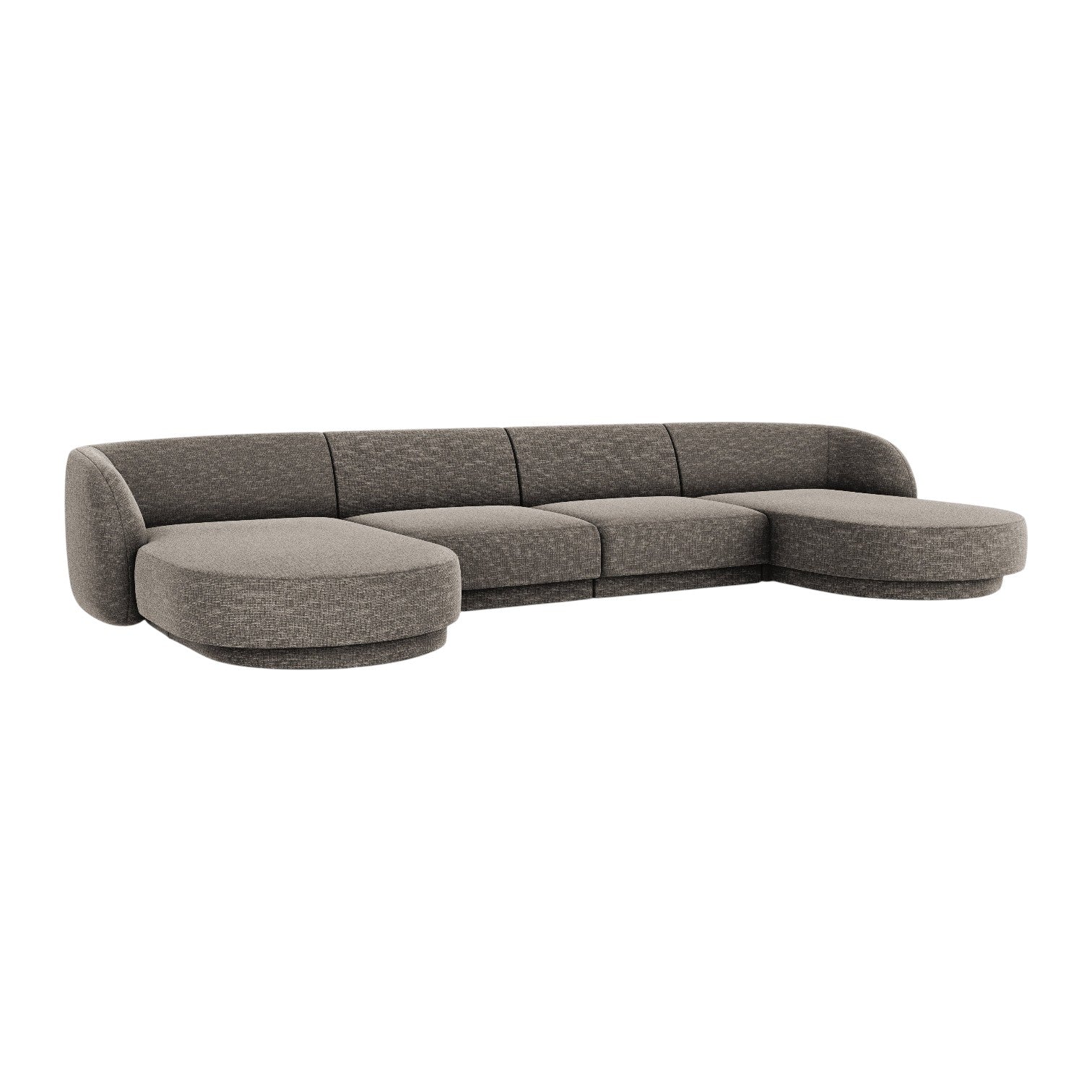 Panoramic Corner Sofa for 5 People MILEY Gray Chenille Silk