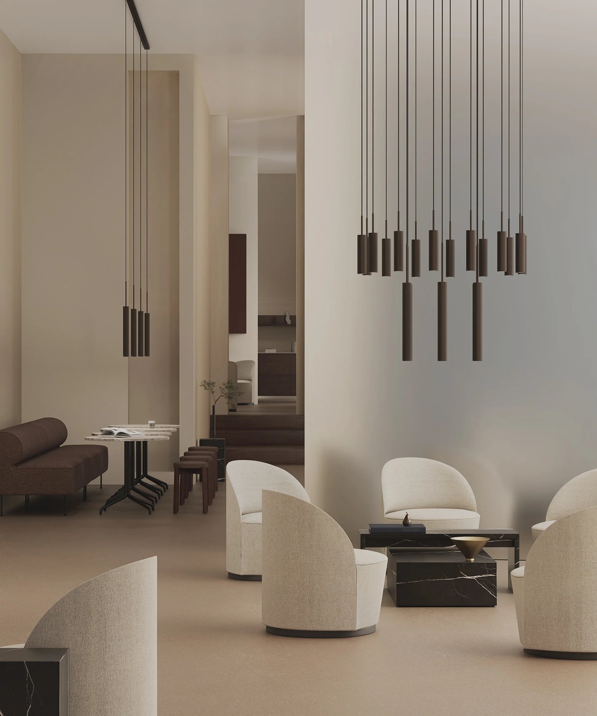 Brown TUBULAIRE Chandelier