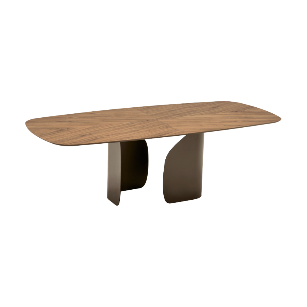 TWINS Table with Walnut Top and Brown Base