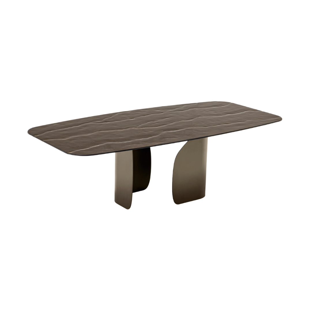 TWINS Table with Brown Glass Top and Brown Base