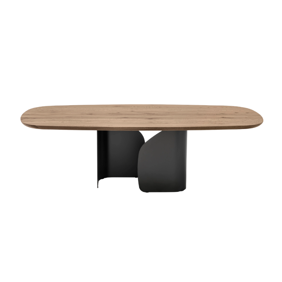 TWINS Table with Wooden Top and Black Base