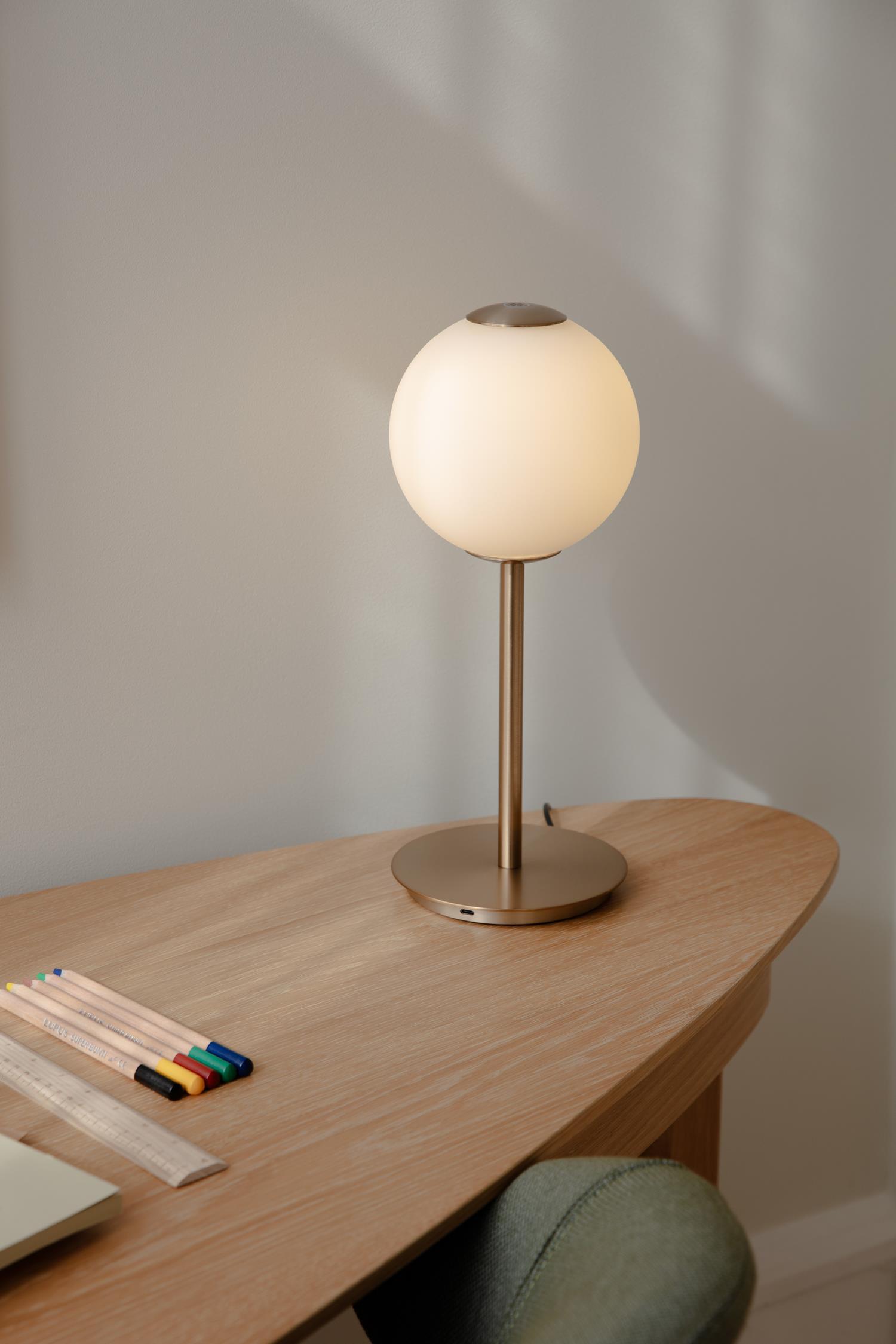 Stolná lampa AUDREY biela so zlatým prvkom