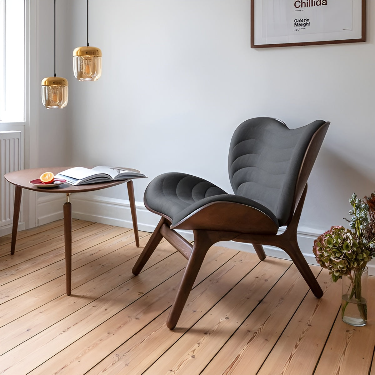 Kávový stolík HANG OUT tmavý dub so zlatými podperami