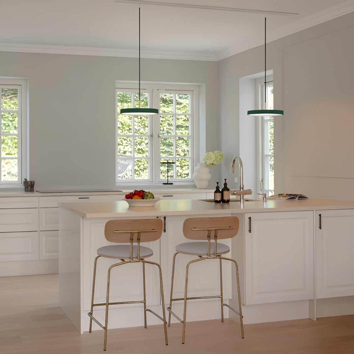 Závesná lampa ASTERIA PLUS tmavozelená so zlatým prvkom