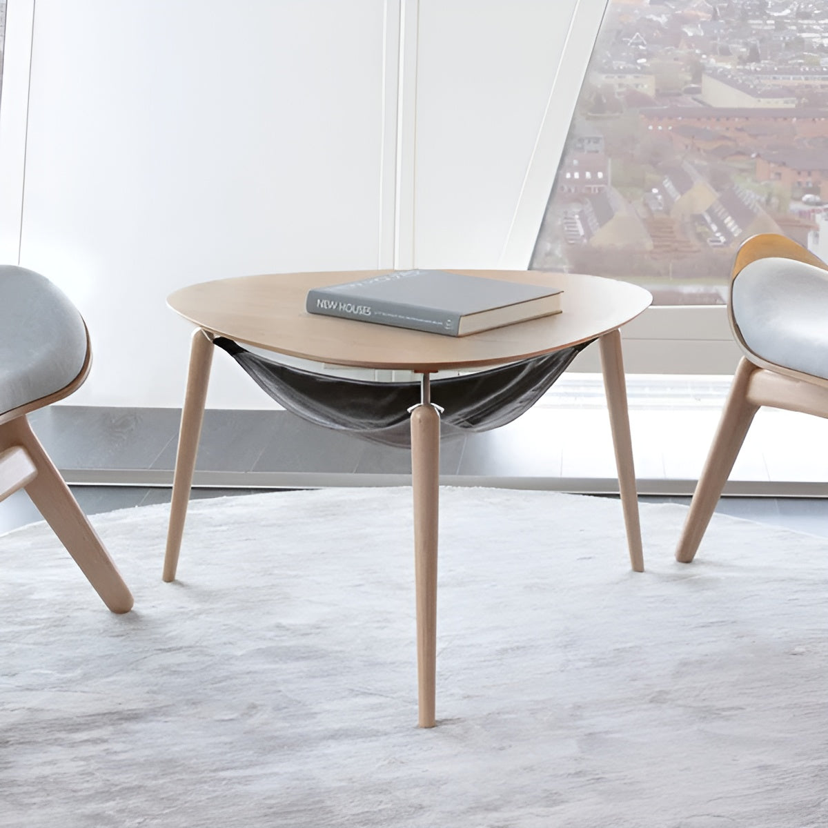 Kávový stolík HANG OUT dub so striebornými podperami