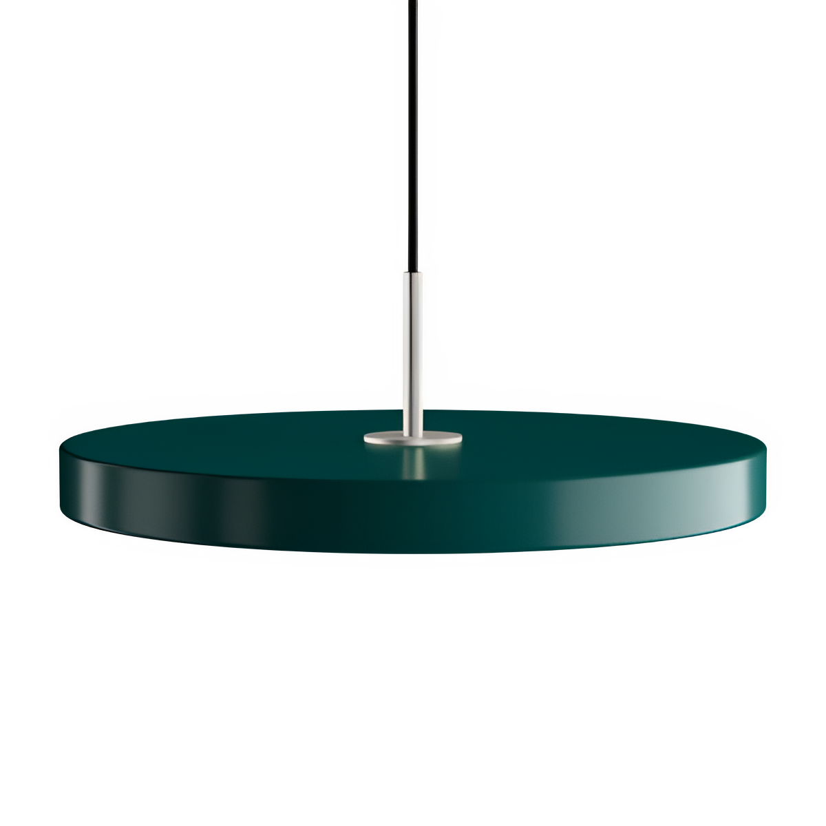 ASTERIA PLUS pendant lamp in dark green with silver insert