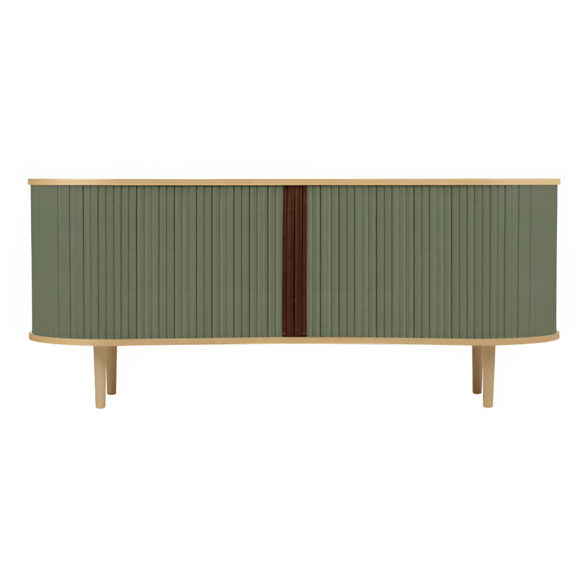 Komoda RTV ODVAŽNÁ zelená s dubovým podstavcom