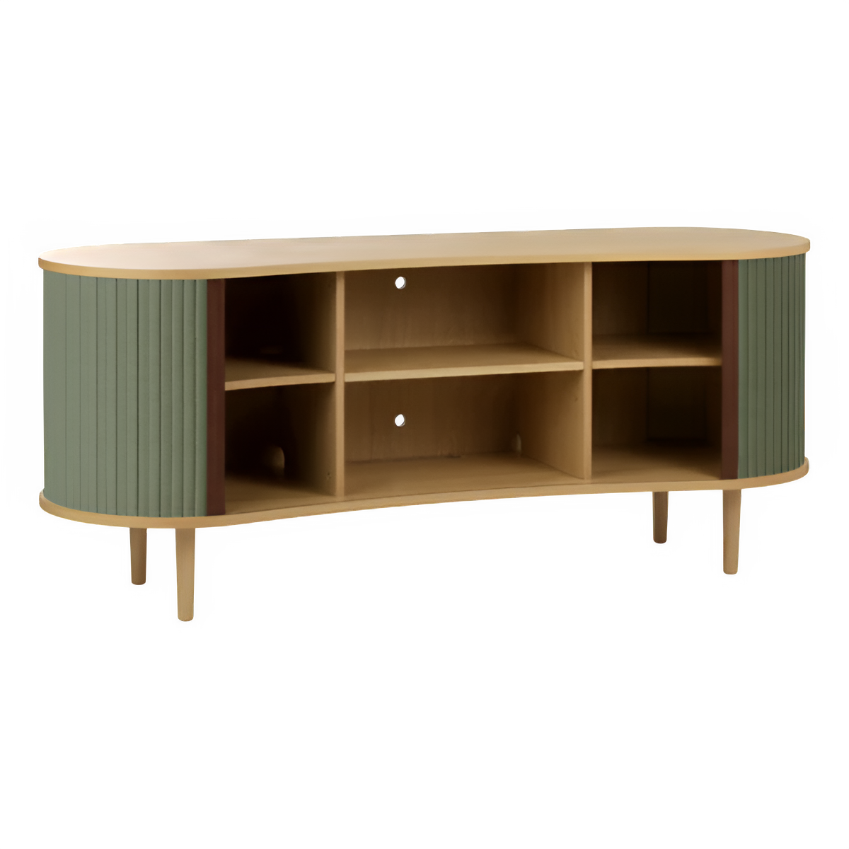 Komoda RTV ODVAŽNÁ zelená s dubovým podstavcom